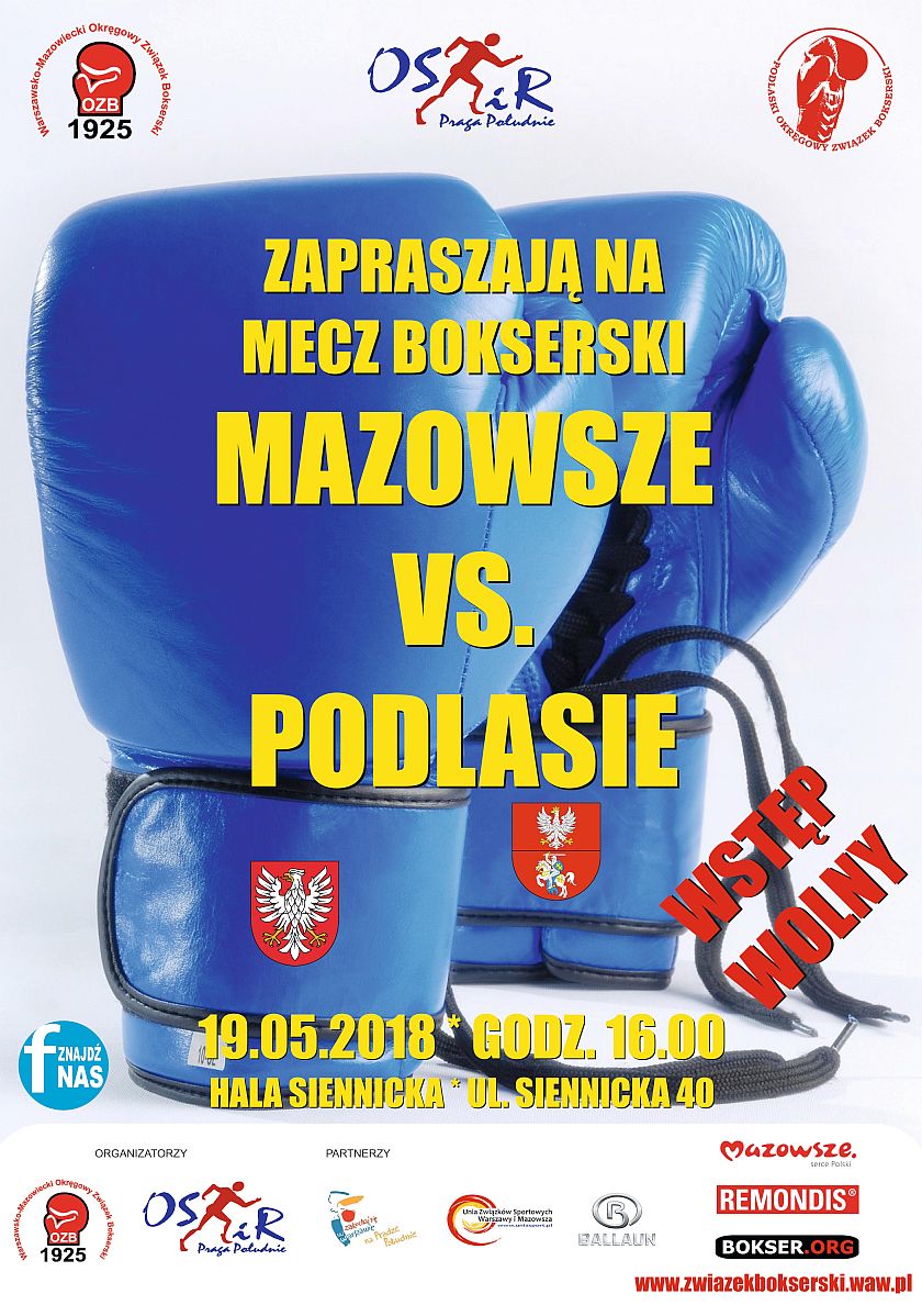 Mecz bokserski Mazowsze kontra Podlasie - Warszawa Siennicka 40