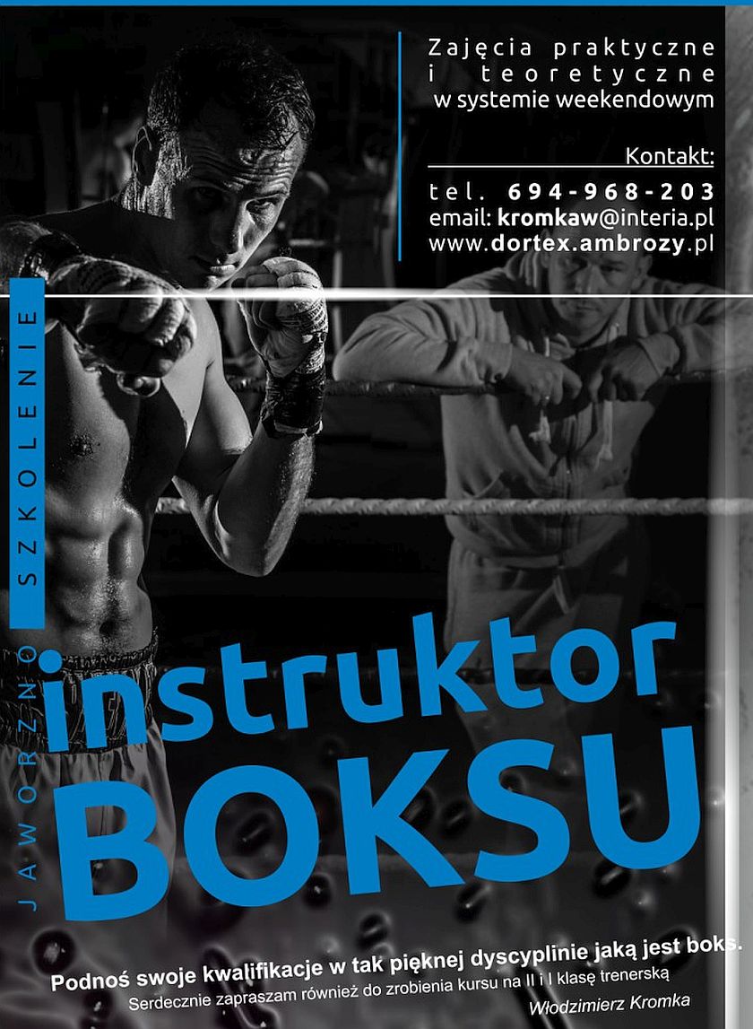 Kurs instruktorski oraz kwalifikowany na II i I klasę trenera boksu