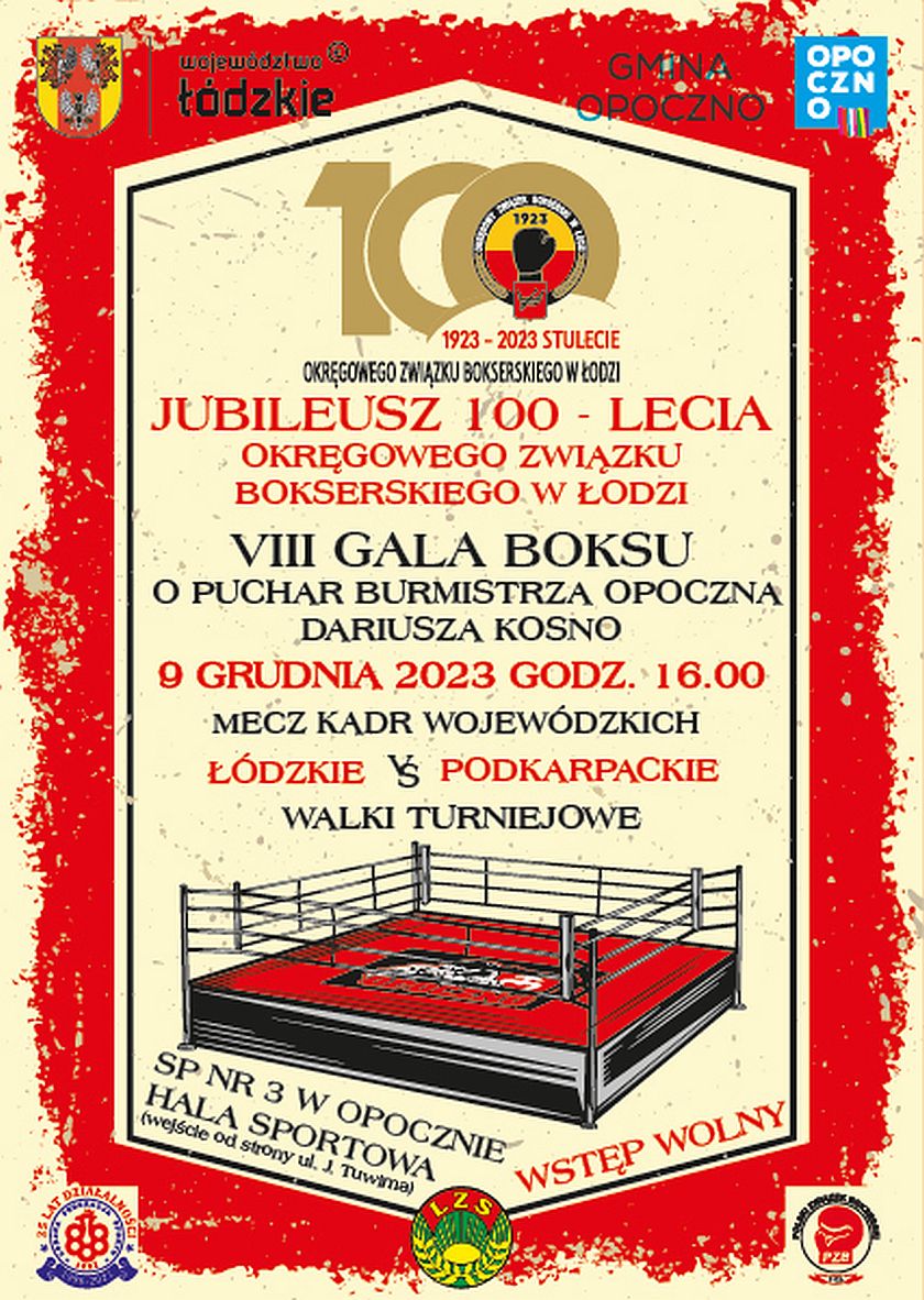 Mecz Łódź vs. Podkarpacie na gali z okazji 100-lecia Okręgowego Związku  Bokserskiego